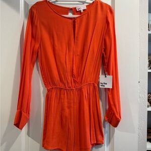 by the way. Bright Orange Long-Sleeve Tunic Romper